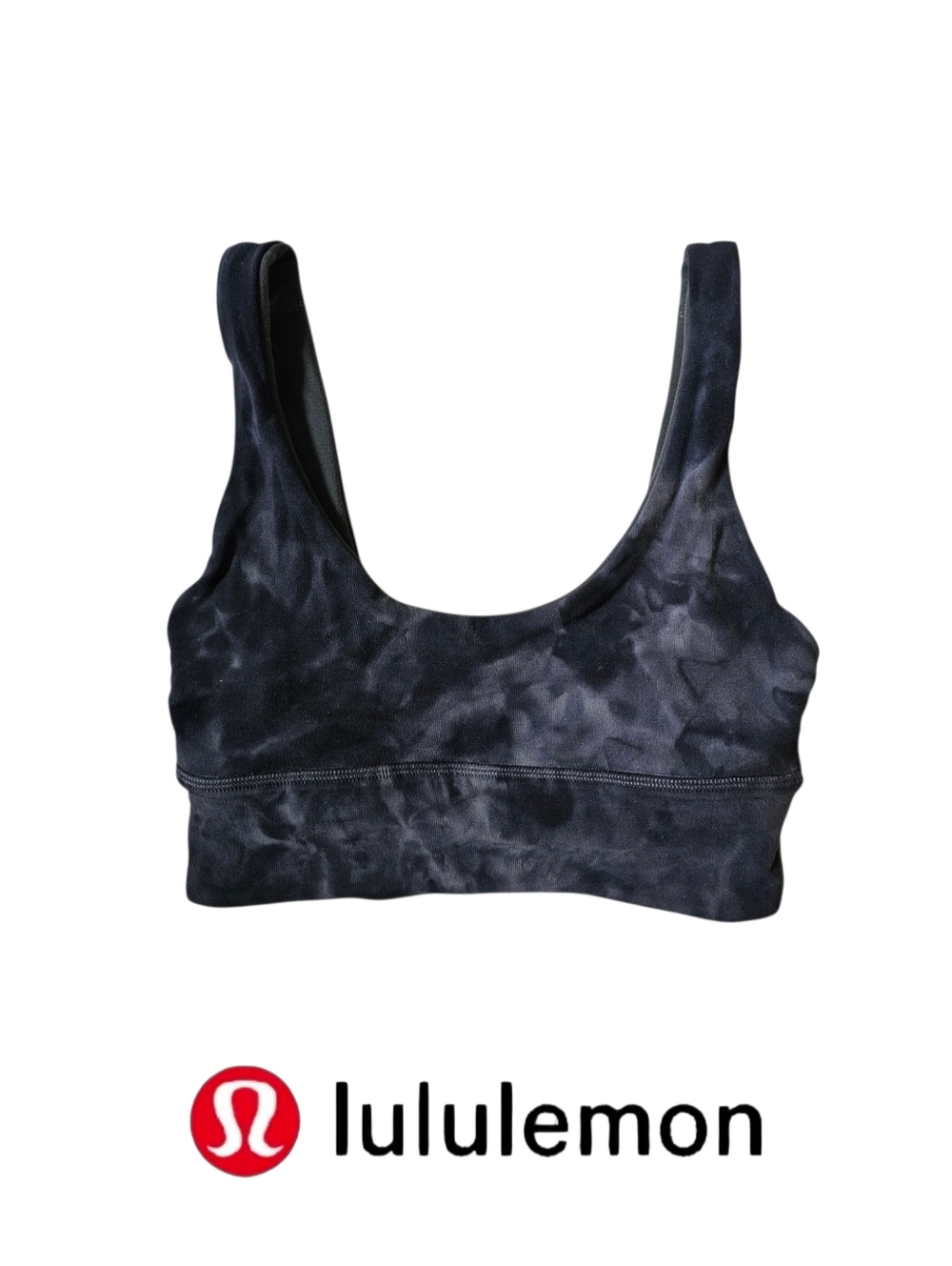 Lululemon Energy Bra Long Line- Size 2 -Black Tie Dye Cloud Wash